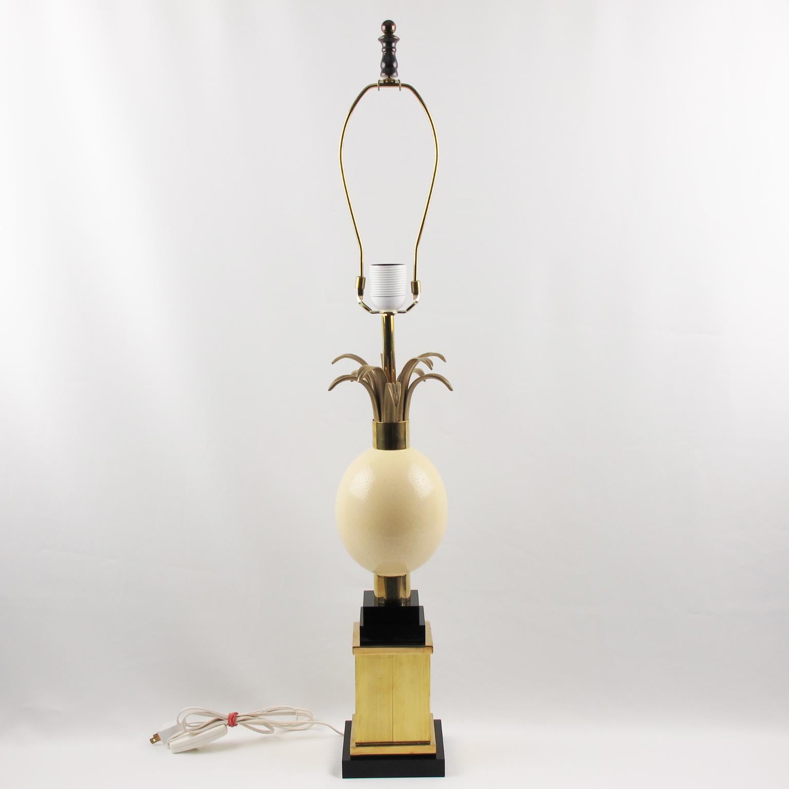 Lucite Maison Charles et Fils Paris Ostrich Eggshell Table Lamp, circa 1960 For Sale