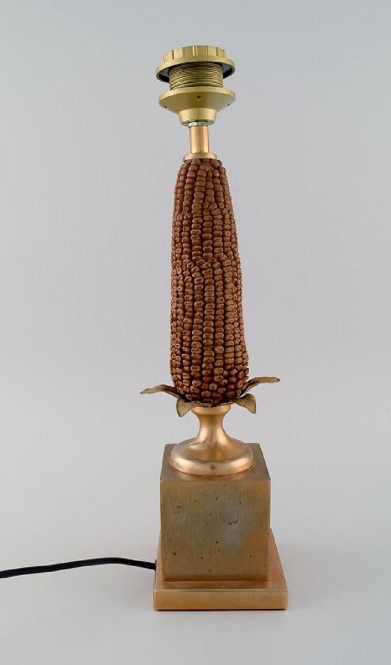 Brass Maison Charles, France, Table Lamp Designed as a Corn Cob. 1960s/70s For Sale