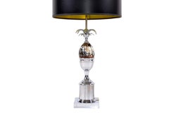 Maison Charles French Art Deco Brown Resin Acorn Nickel-Plated Table Lamp, 1950s