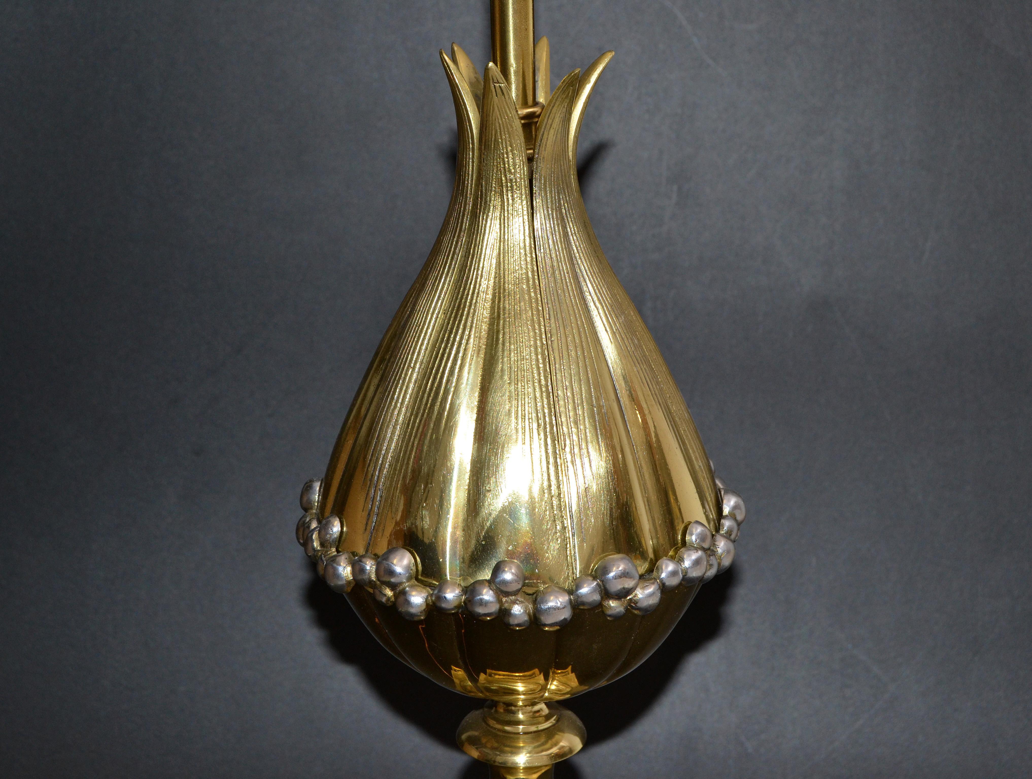Lámpara de sobremesa francesa Art Déco Maison Charles Loto Bronce Pantalla Negra y Dorada, Pareja en Bueno estado para la venta en Miami, FL