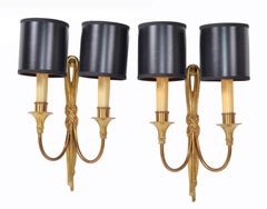 Maison Charles French Bronze Drapes Sconces France 1950s, 2 Pair Available