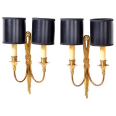 Maison Charles French Bronze Drapes Sconces France 1950s, 2 Pair Available