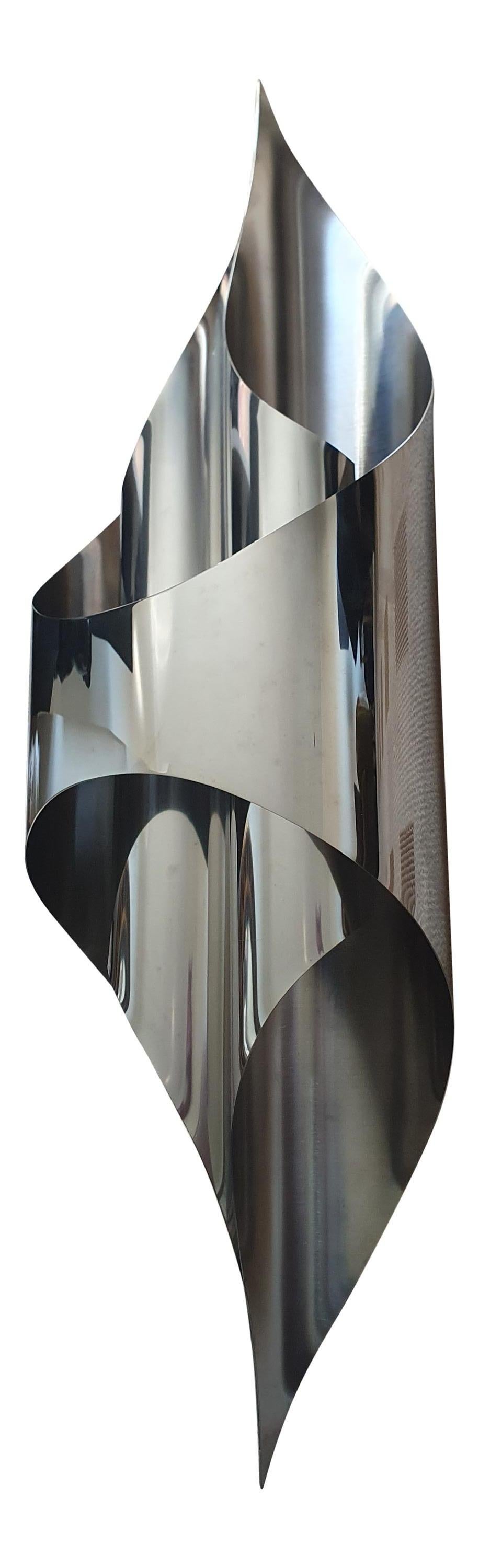 Post-Modern Maison Charles Fusee Wall Sconce in Polished and Matt Nickel Plate For Sale