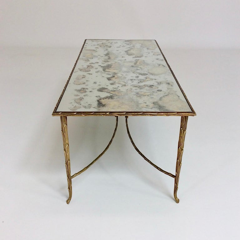 Mid-20th Century Maison Charles Gilt Bronze Coffee Table, circa 1950, France For Sale