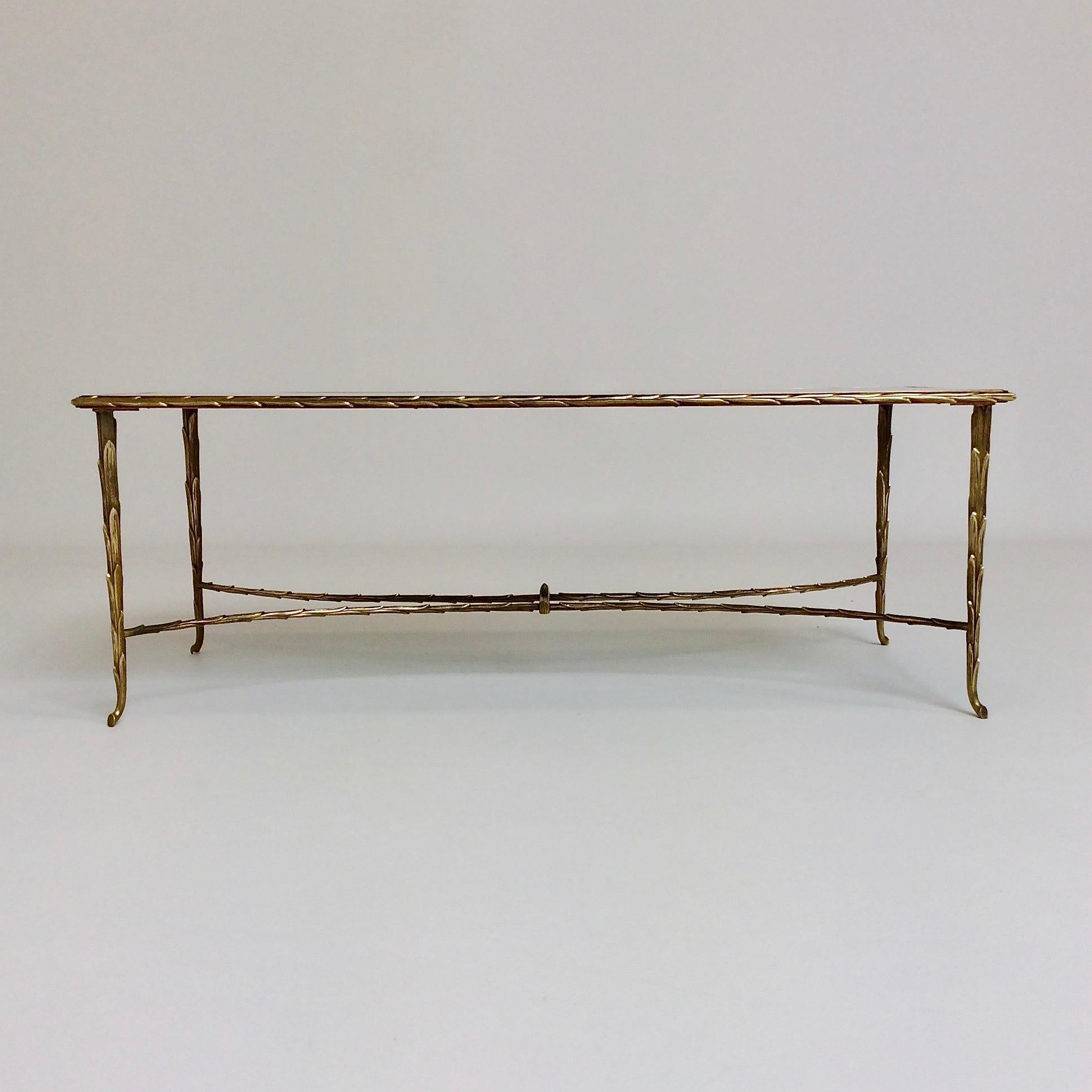 Miroir Table basse en bronze doré de la Maison Charles, vers 1950, France en vente