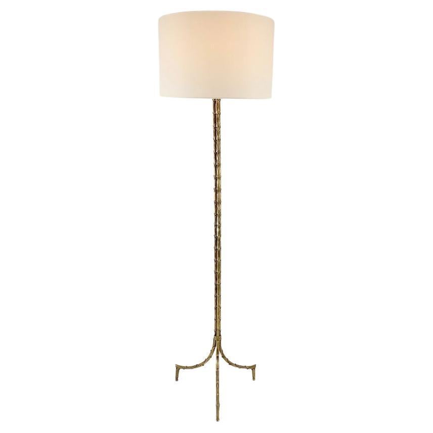 Maison Charles Gilt Bronze Floor Lamp, circa 1950, France.
