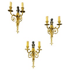Apliques de Bronce Dorado Maison Charles / Jean Haure / 3 Disponibles