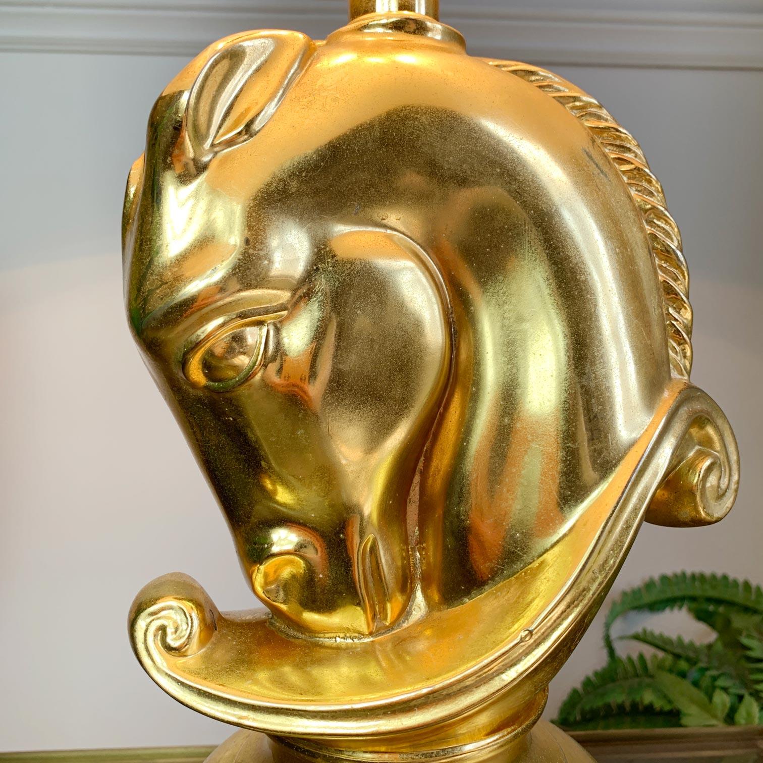 Brass 24k Gold Plated Cheval Table Lamp For Sale