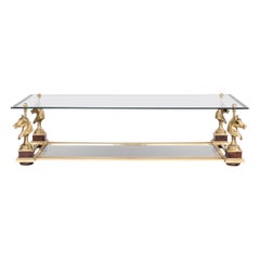 Maison Charles, Horse Coffee Table in Glass and Gilt Bronze, 1970s