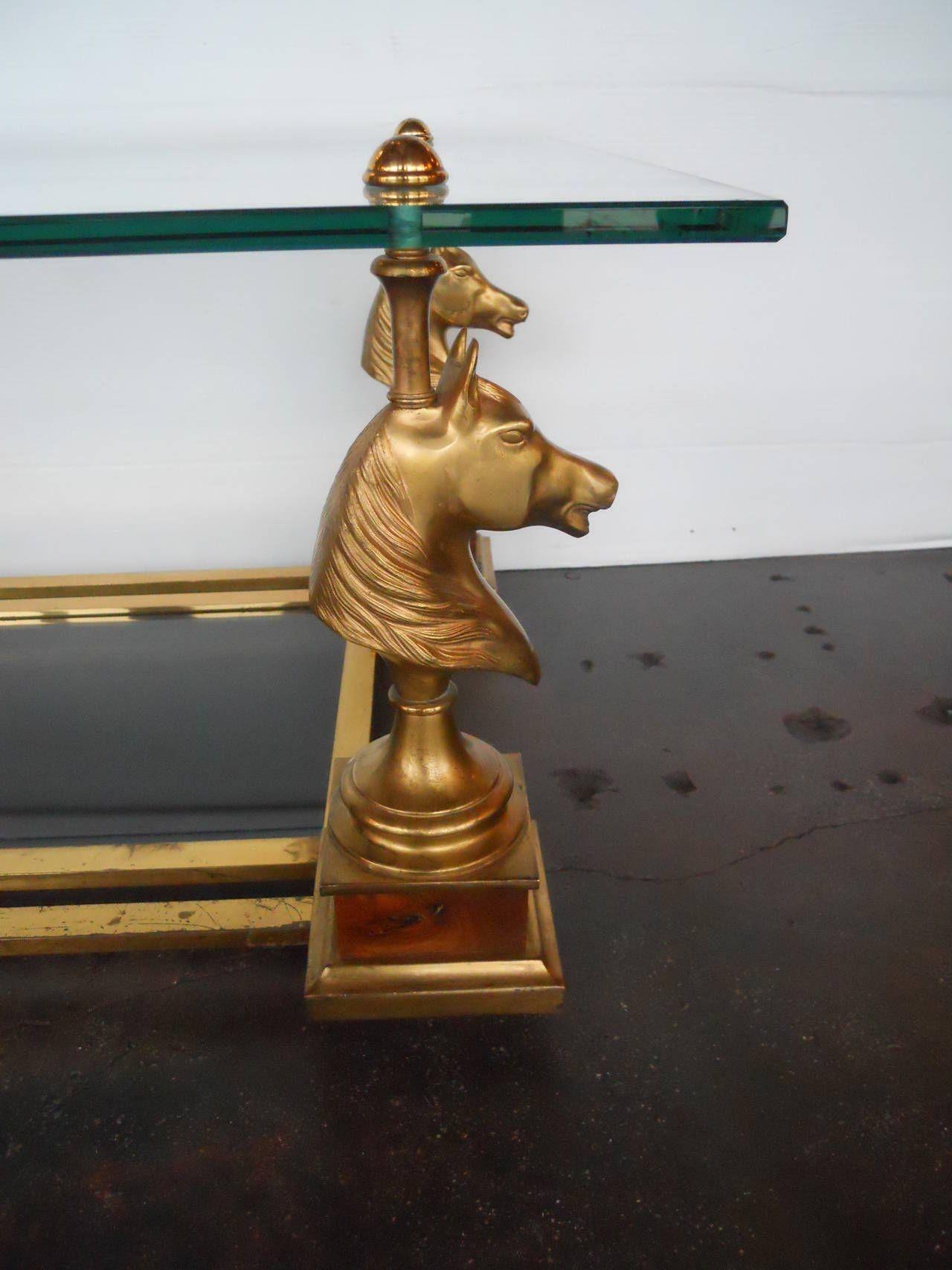 French Maison Charles Horse Head Coffee Table with Clear & Tinted Glass, France, 20th C For Sale