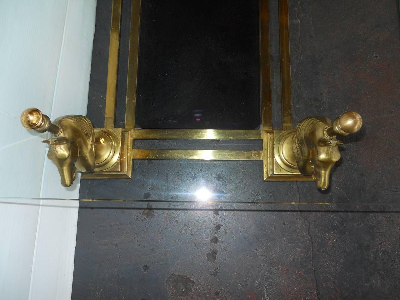 Gilt Maison Charles Horse Head Coffee Table with Clear & Tinted Glass, France, 20th C For Sale