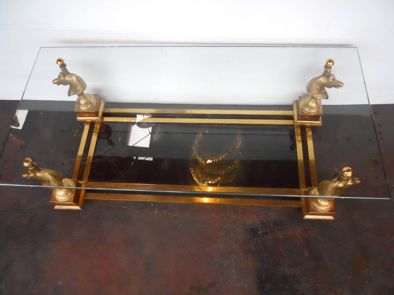 Maison Charles Horse Head Coffee Table with Clear & Tinted Glass, France, 20th C For Sale 1