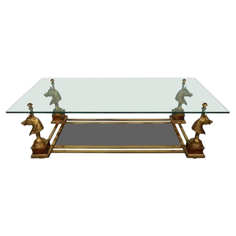 Maison Charles Horse Head Coffee Table with Clear & Tinted Glass, France, 20th C For Sale
