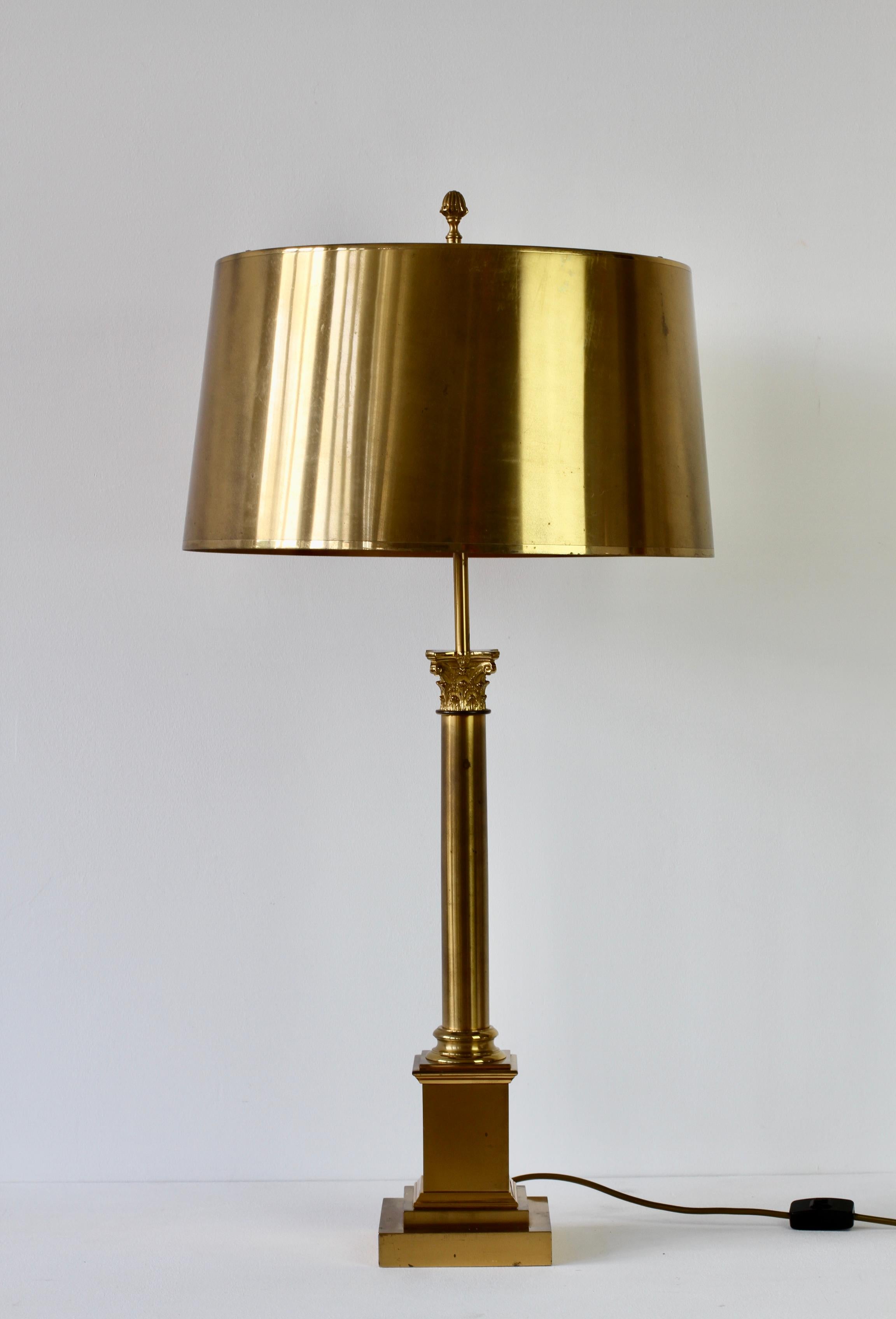 Maison Charles Huge Brass 'Corinthian Column' Table Lamp France, circa 1970s For Sale 2