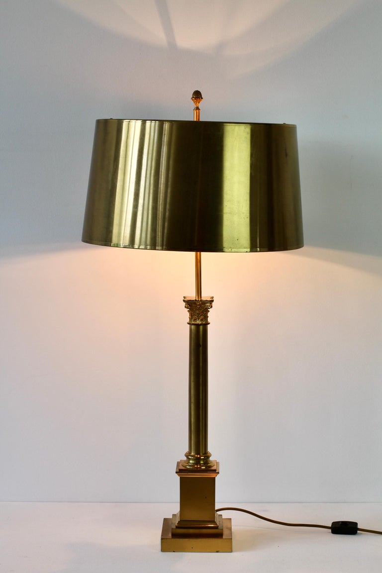 Maison Charles Huge Brass 'Corinthian Column' Table Lamp France, circa 1970s For Sale 5