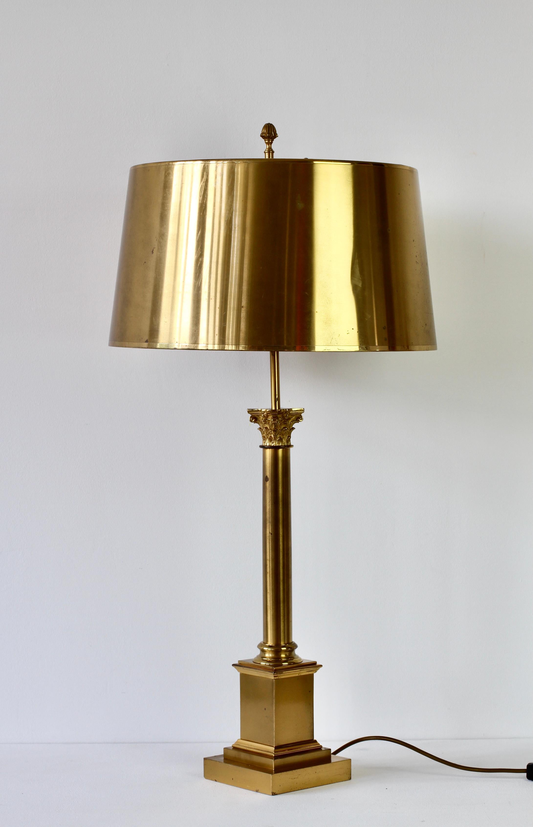 French Maison Charles Huge Brass 'Corinthian Column' Table Lamp France, circa 1970s For Sale