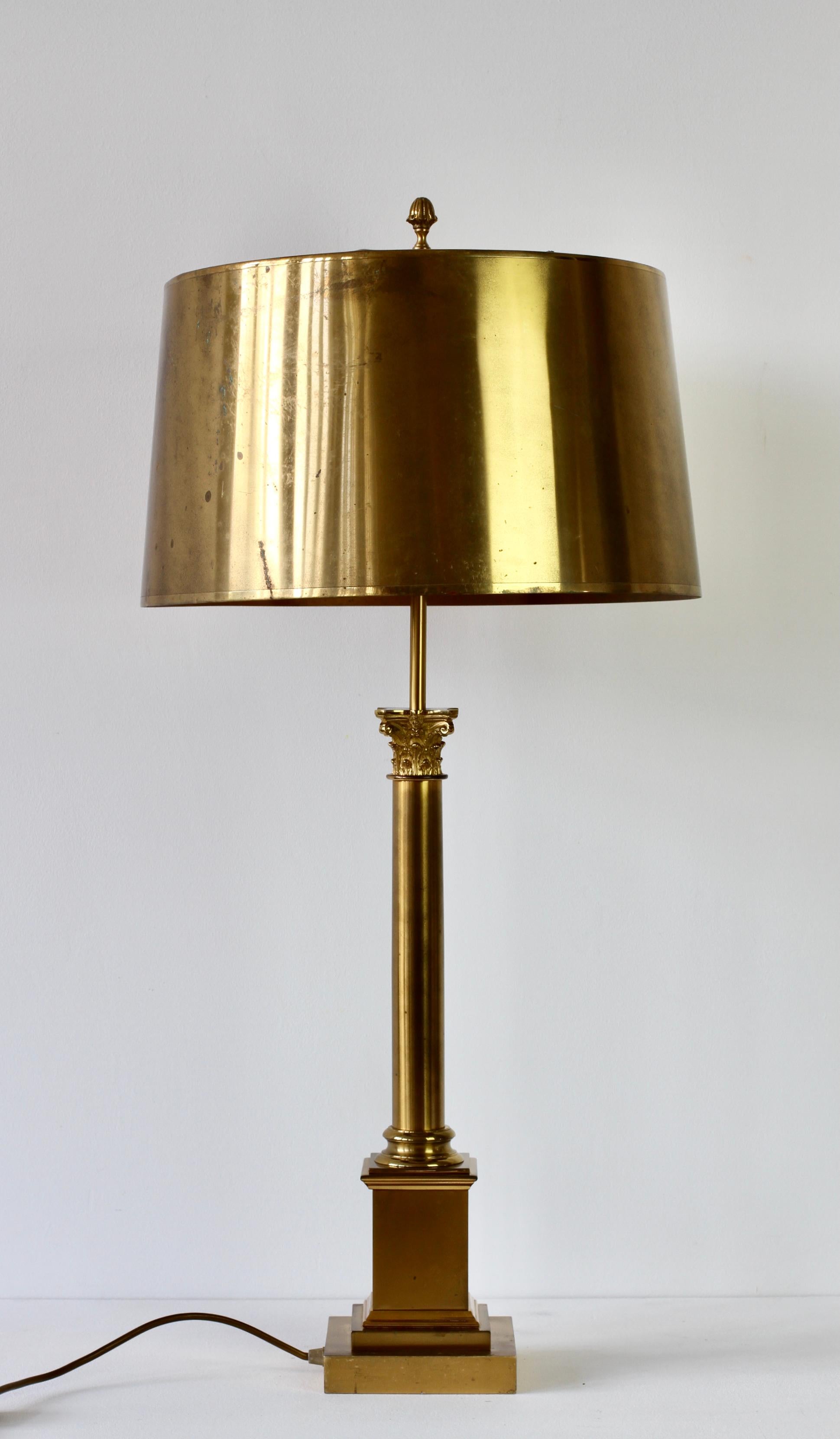 Maison Charles Huge Brass 'Corinthian Column' Table Lamp France, circa 1970s For Sale 1
