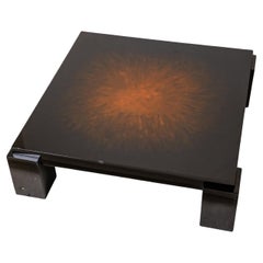 Vintage Maison Charles Lacquer Sunburst Pattern Coffee Table