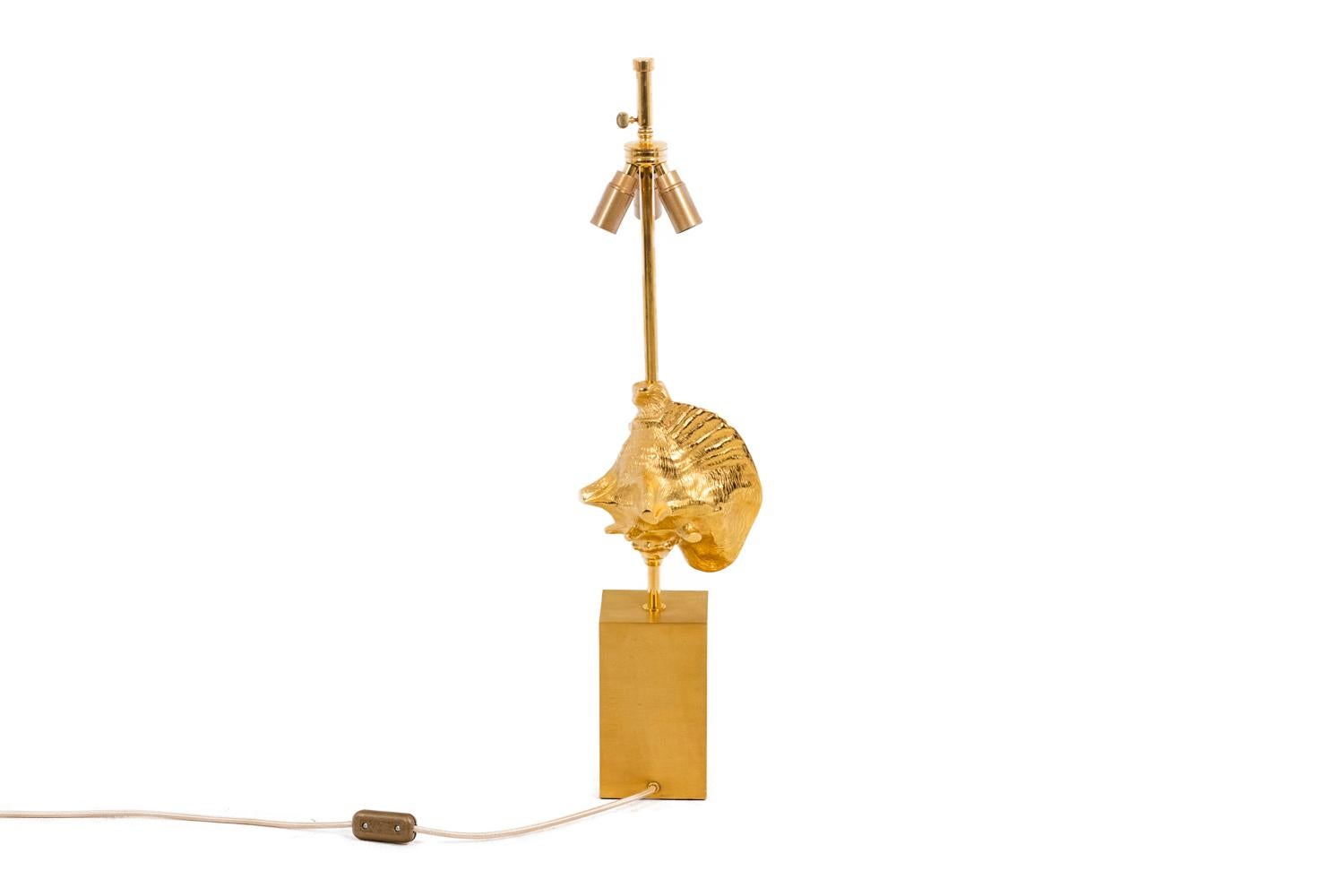 French Maison Charles, Lamp “Strombus” in Bronze and Brass, 1970s