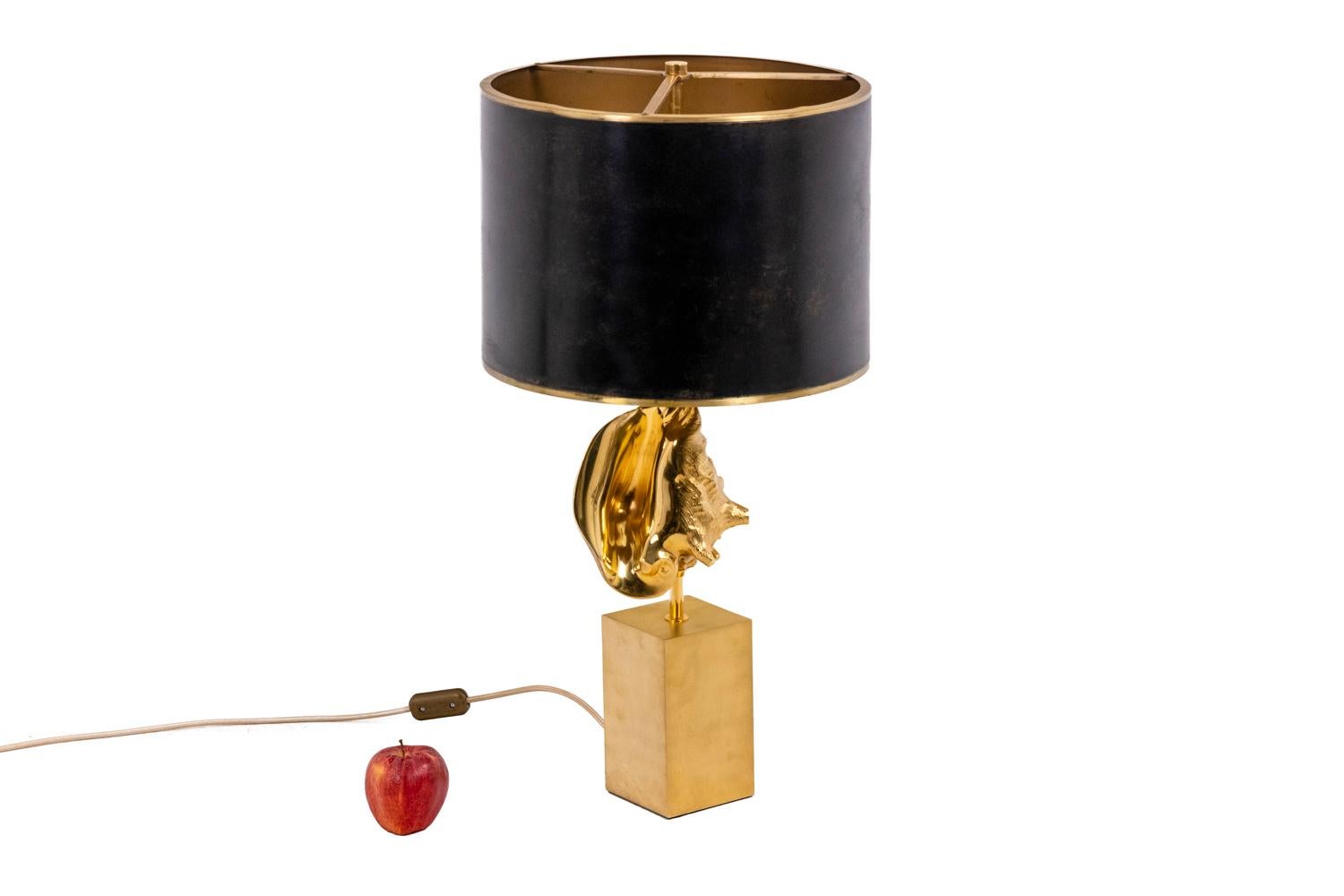 Maison Charles, Lamp “Strombus” in Bronze and Brass, 1970s 4