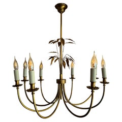 Maison Charles large gilt metal 8 arm chandelier