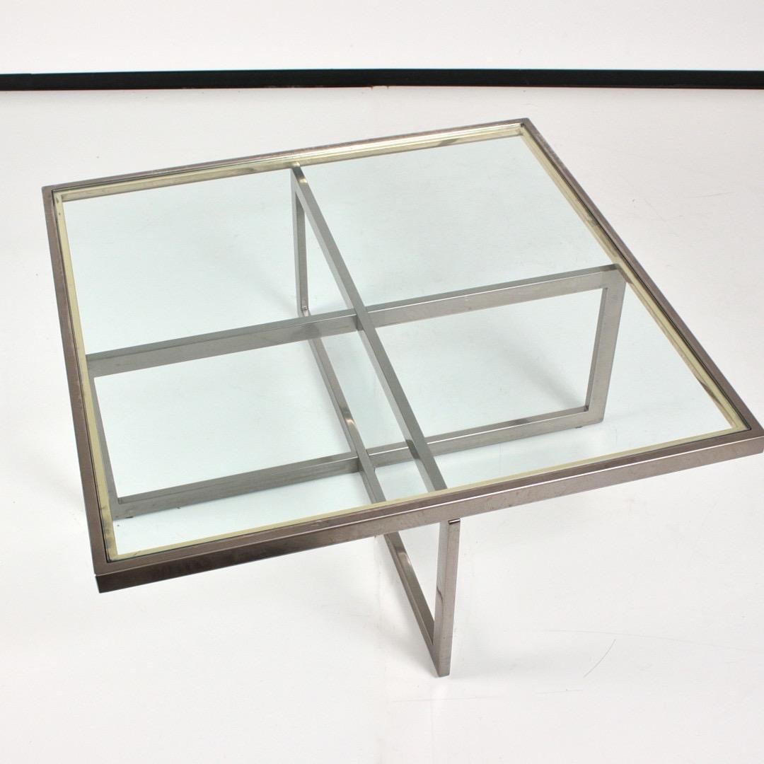 Steel Maison Charles Large Glass Top Coffee Table with 4 Nesting Side Tables, France