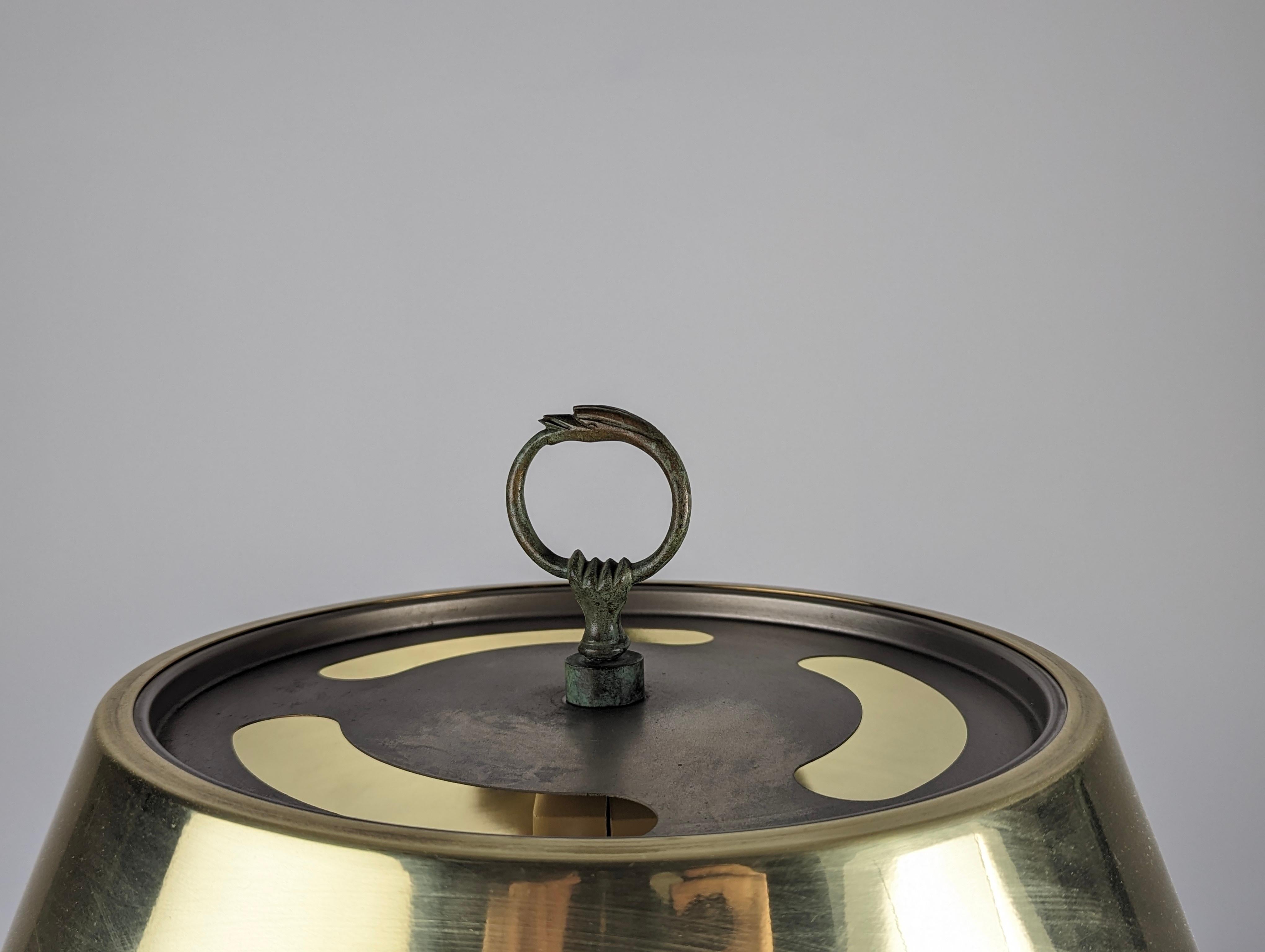 Maison Charles lemon table lamp made of bronze, brass and marble, 1970s 3