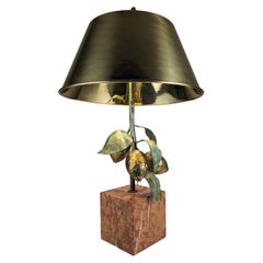 Vintage Maison Charles lemon table lamp made of bronze, brass and marble, 1970s