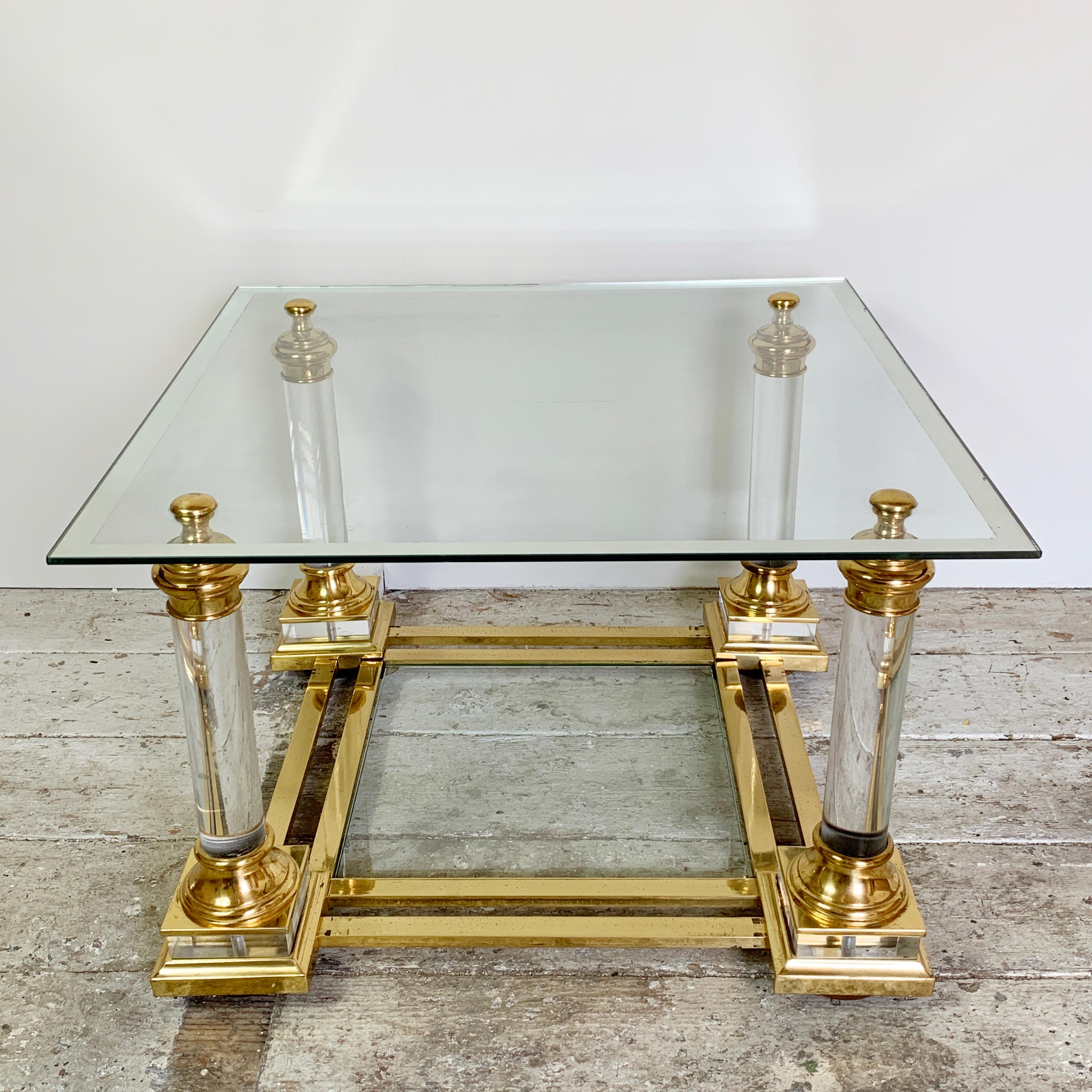 Mid-Century Modern Maison Charles Lucite & Glass Coffee Table, 1950s