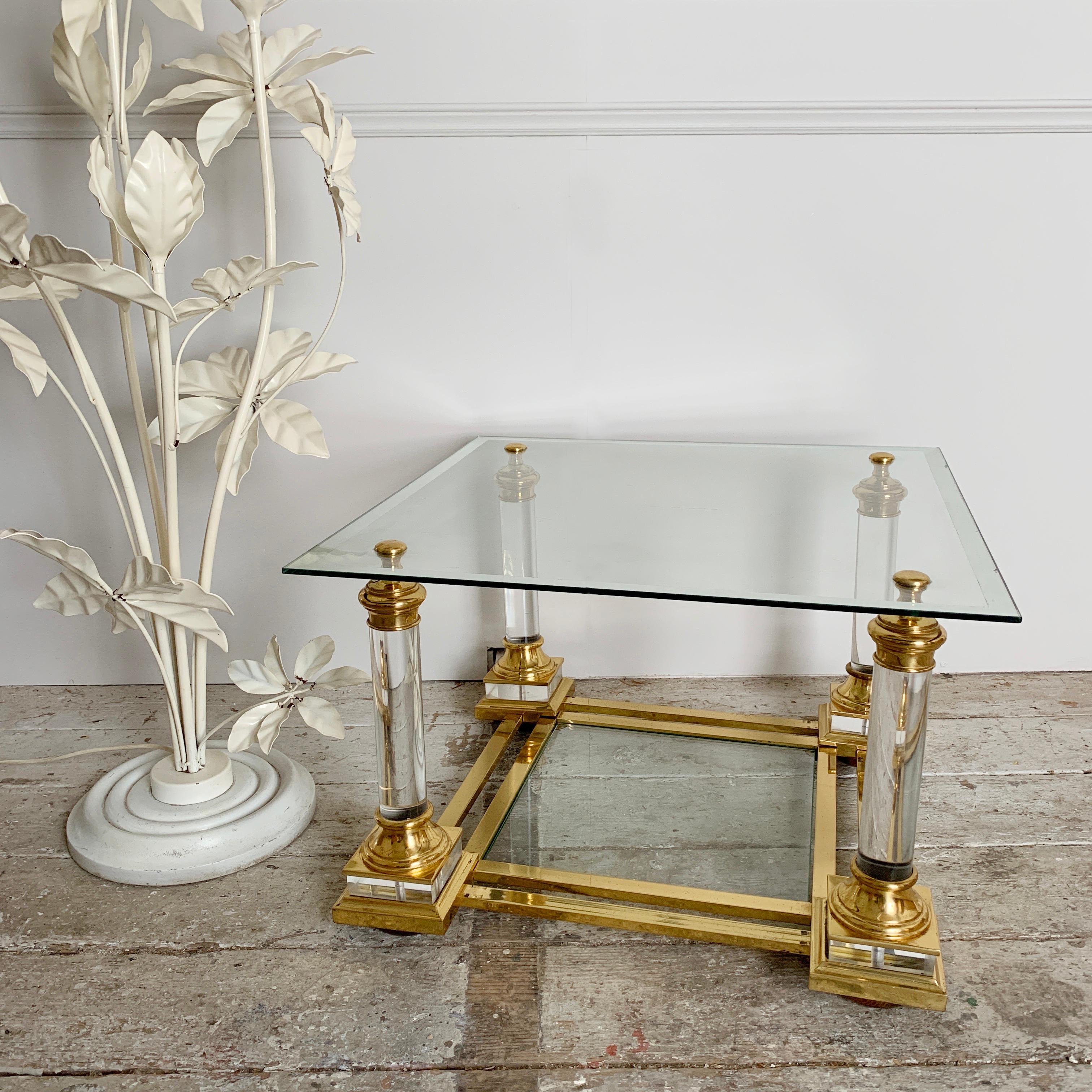 20th Century Maison Charles Lucite & Glass Coffee Table, 1950s