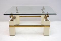 Maison Charles Mid-Century Modern Brass Horsed French Coffee Table, 1970s