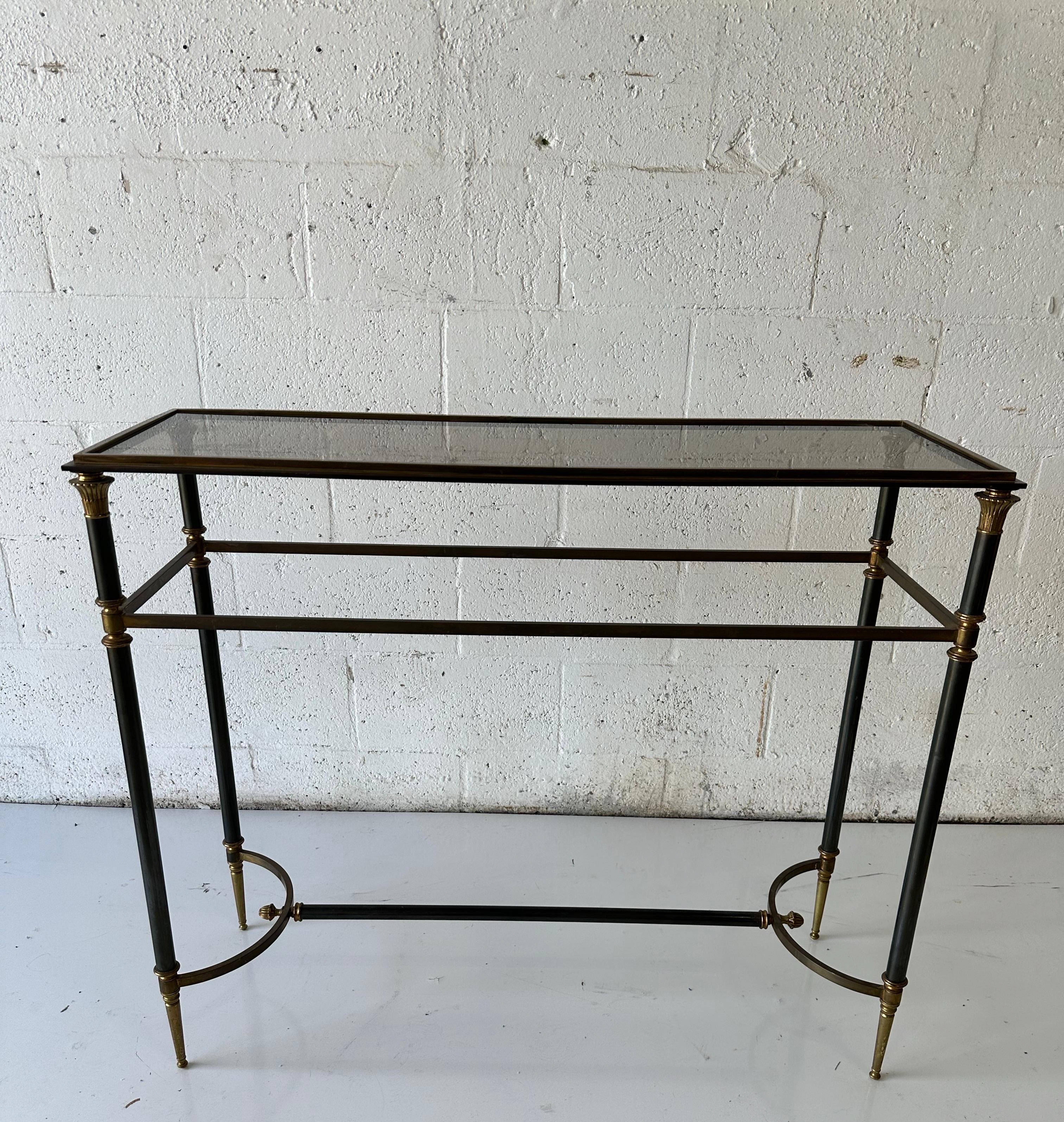 French Maison Charles Neoclassical Bronze 2 patina Console For Sale
