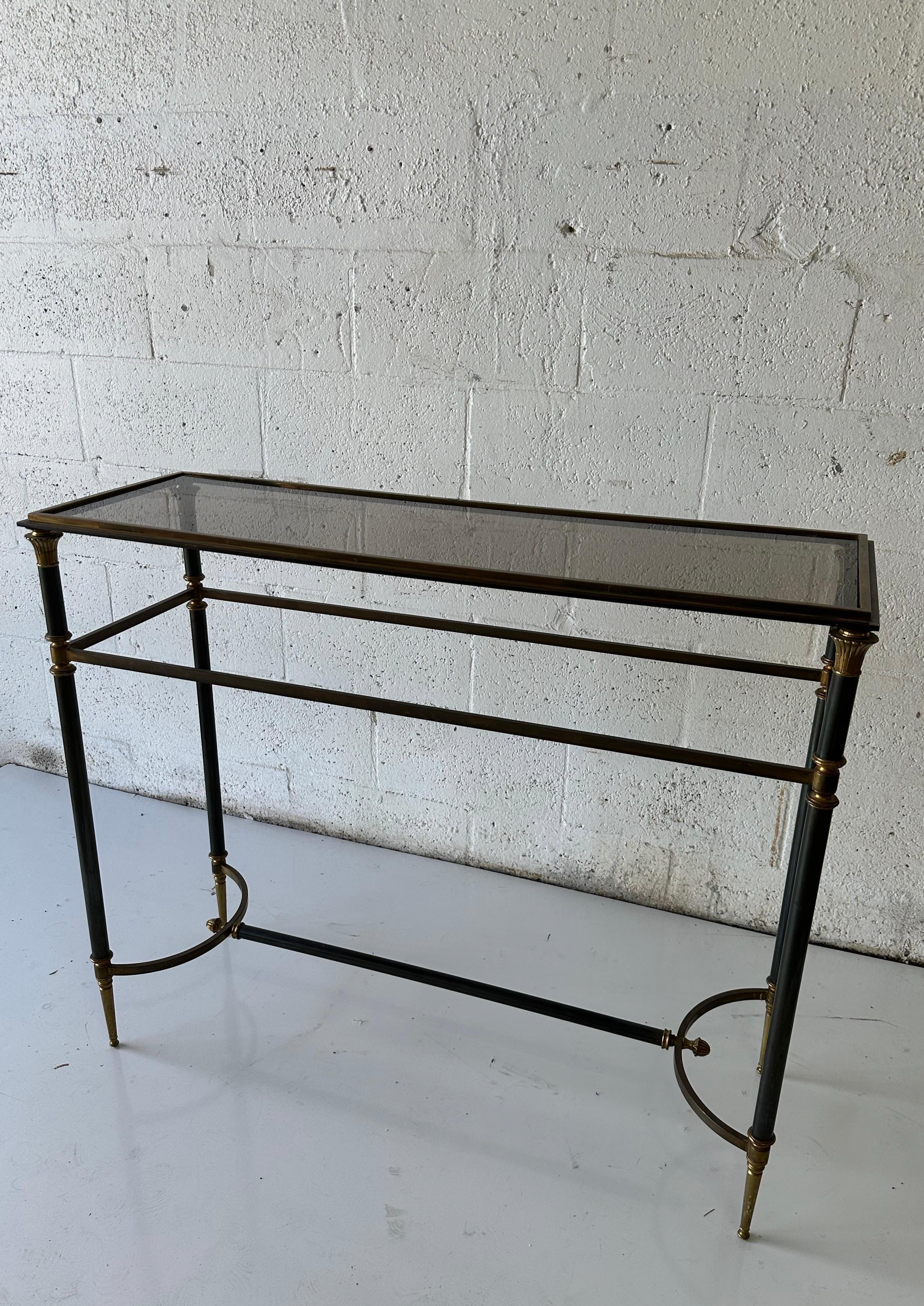 Maison Charles Neoclassical Bronze 2 patina Console In Good Condition For Sale In Miami, FL