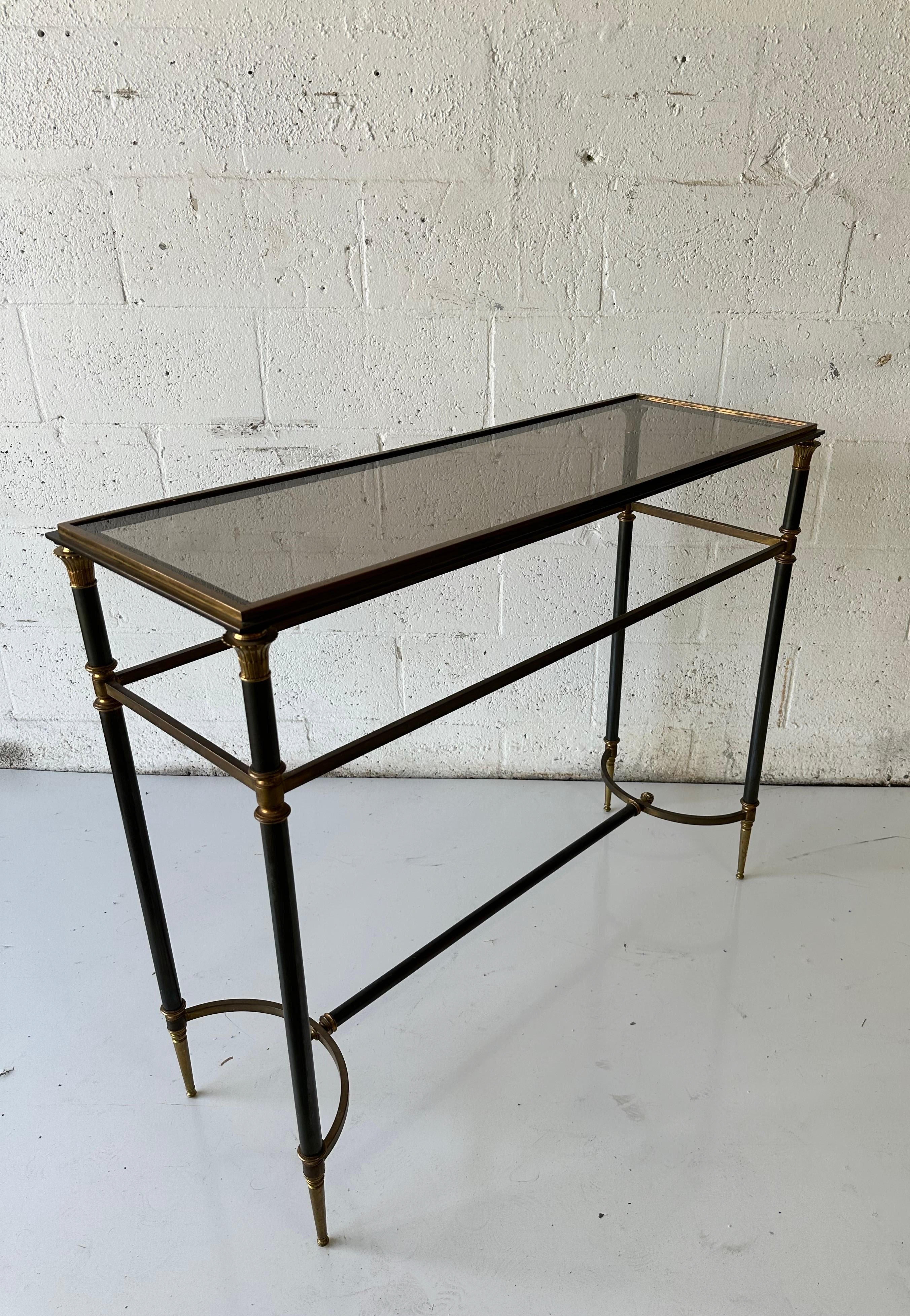Maison Charles Neoclassical Bronze 2 patina Console For Sale 3