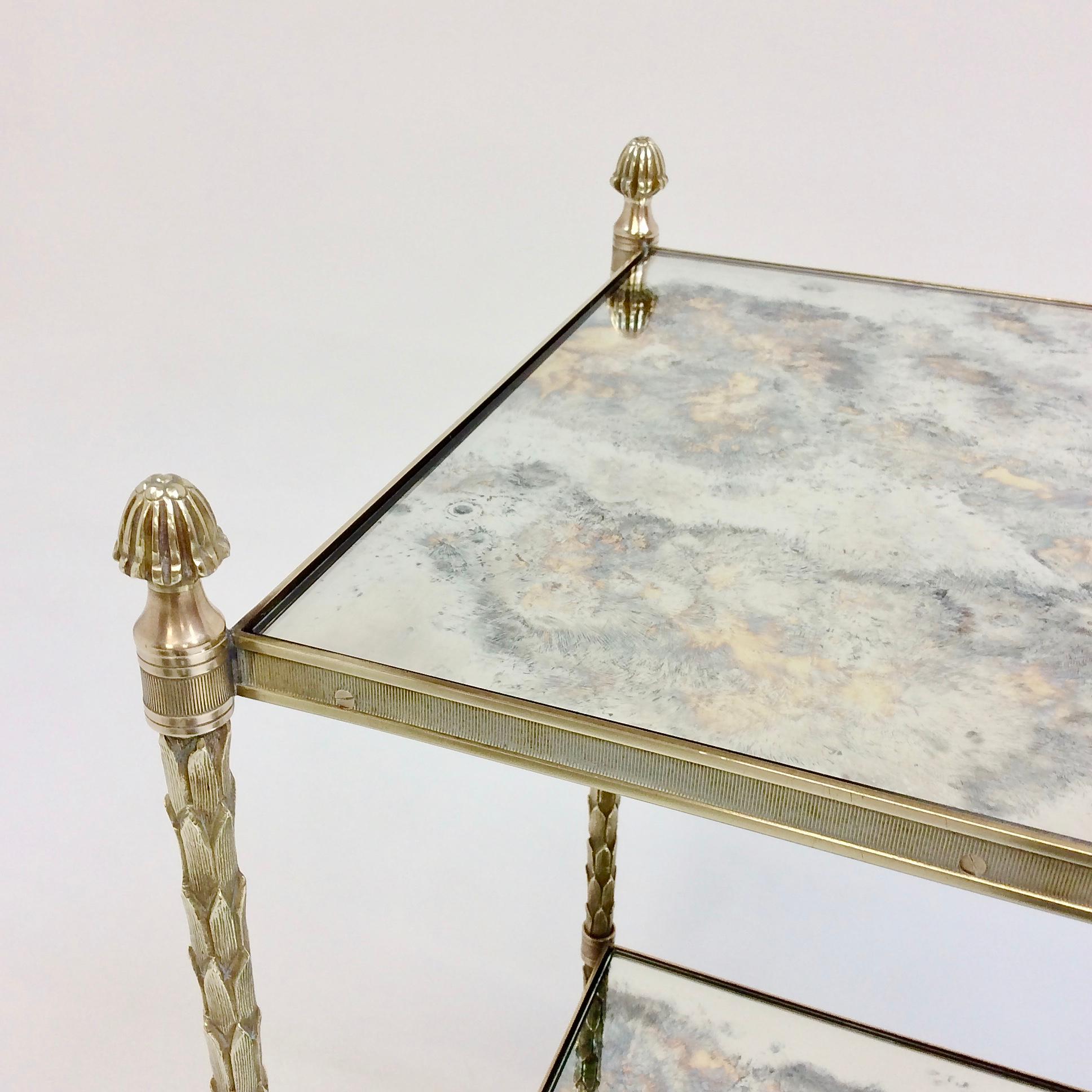 Maison Charles Pair of Bronze Side Tables, circa 1960, France 2
