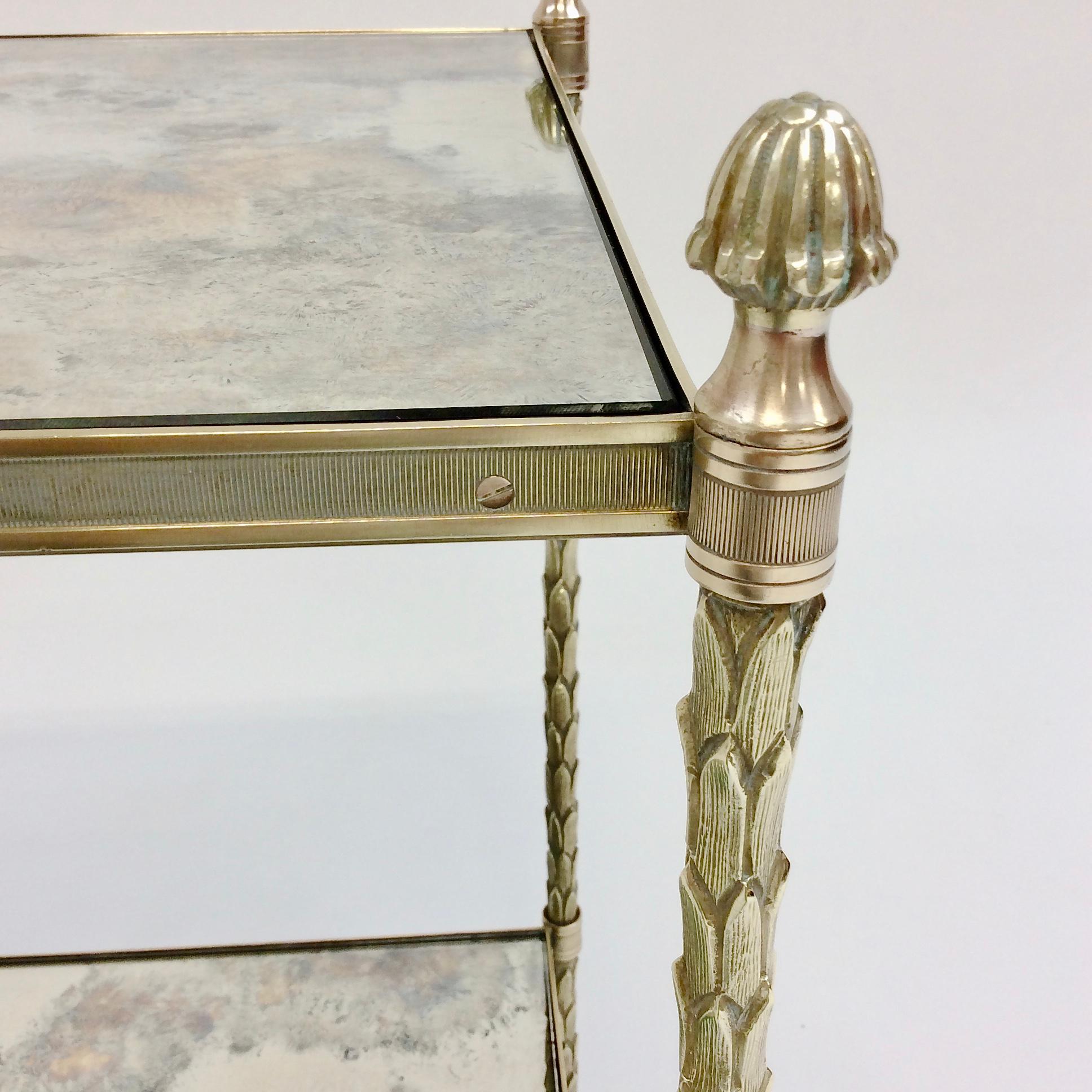 Maison Charles Pair of Bronze Side Tables, circa 1960, France 3