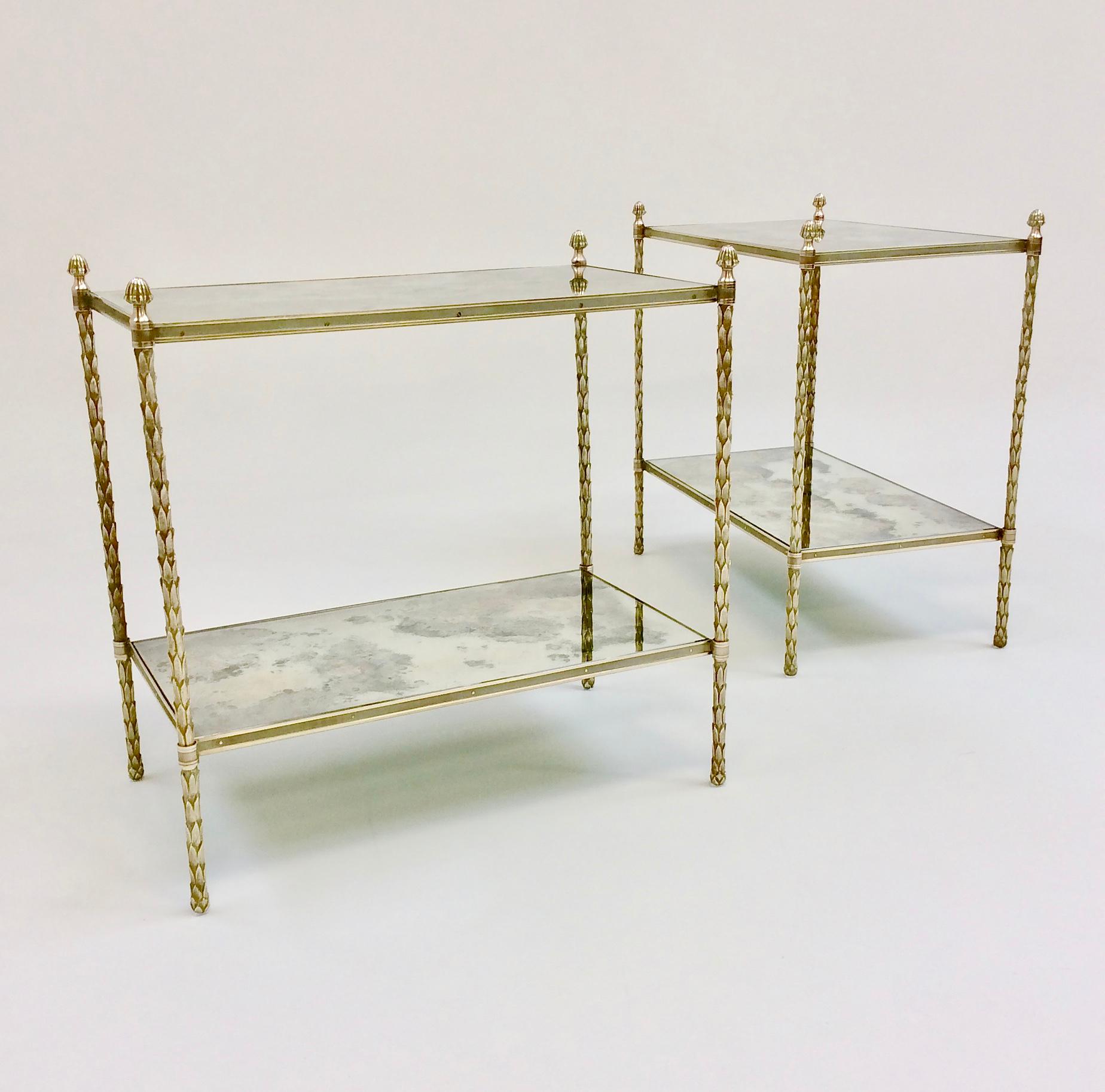 Maison Charles Pair of Bronze Side Tables, circa 1960, France 4