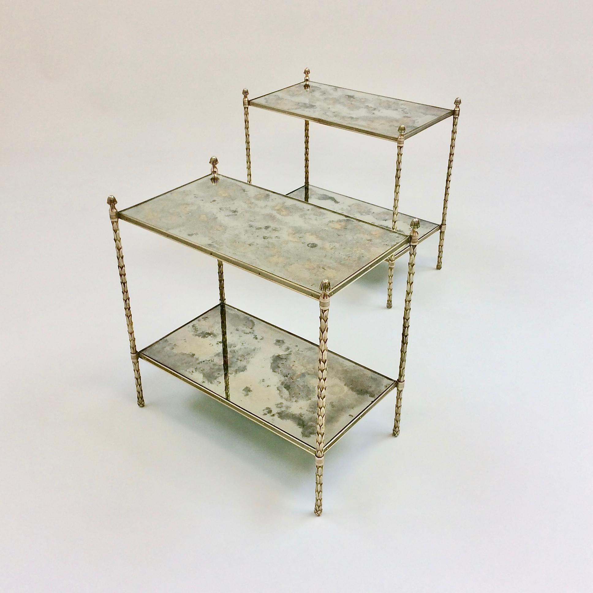 Mid-Century Modern Maison Charles Pair of Bronze Side Tables, circa 1960, France