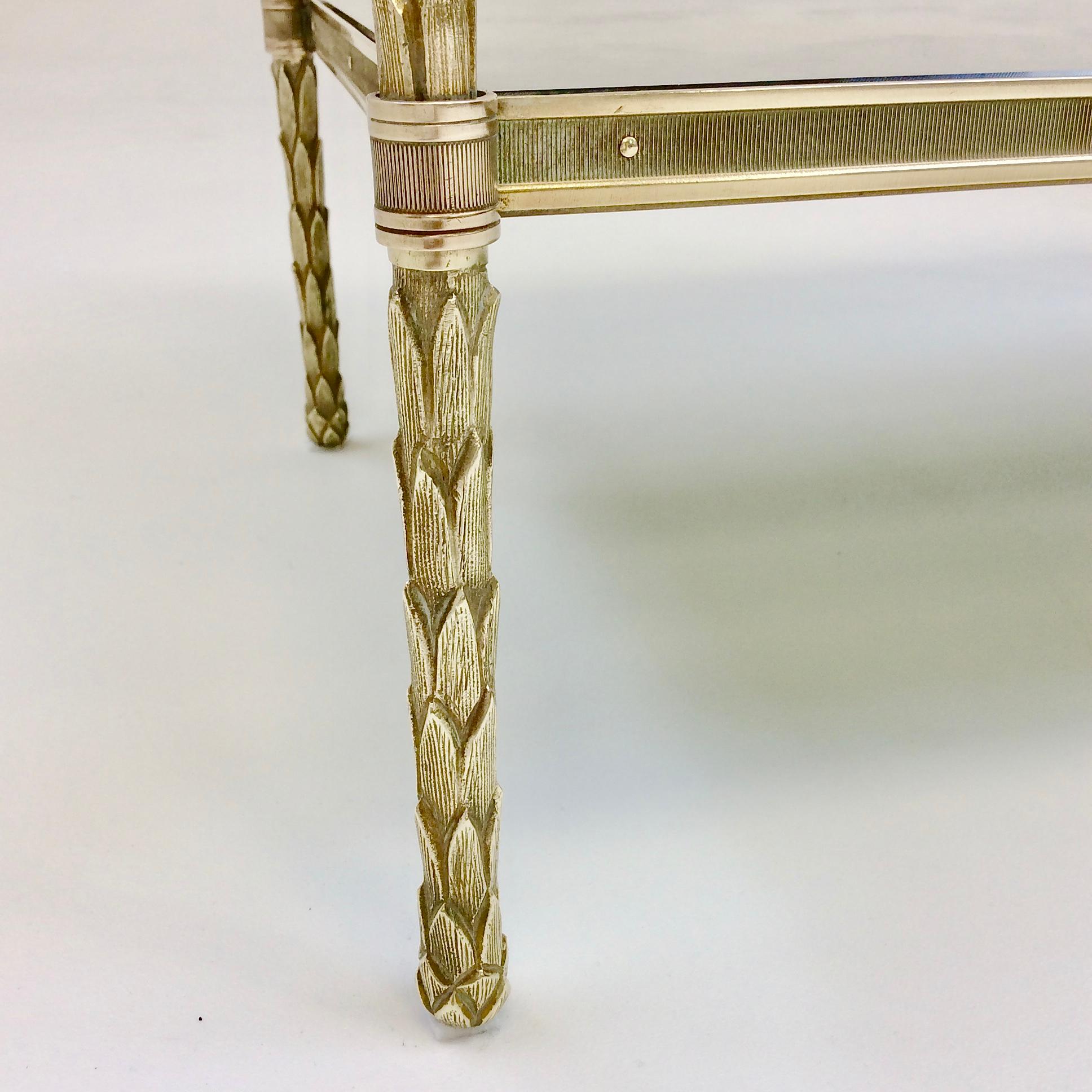 Gilt Maison Charles Pair of Bronze Side Tables, circa 1960, France