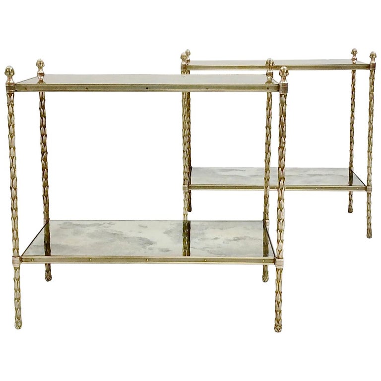 Maison Charles Pair of Bronze Side Tables, circa 1960, France For Sale