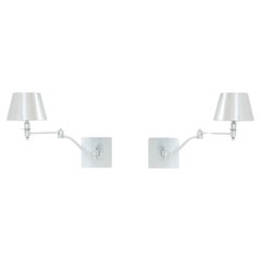 Retro Maison Charles pair of brushed steel adjustable swing-arm sconces 1960s