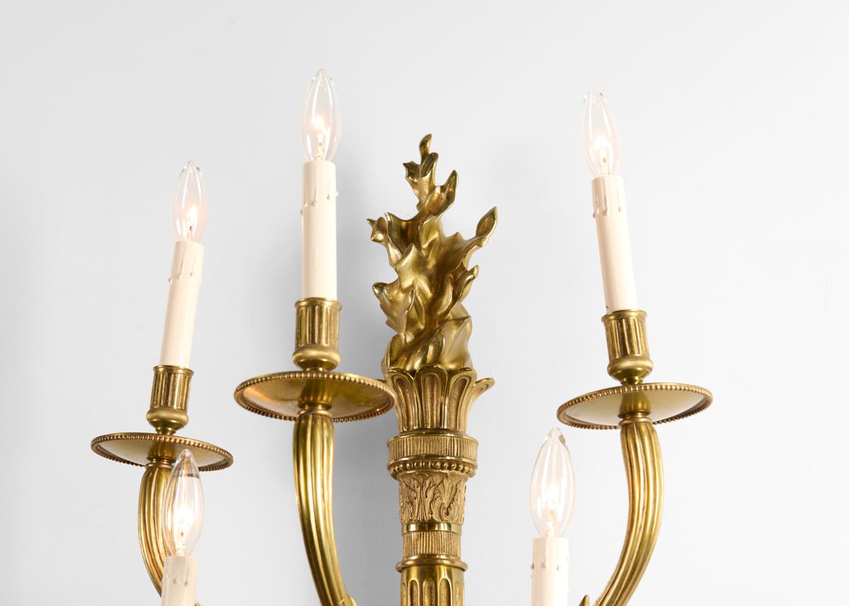 Mid-20th Century Maison Charles, Pair of Neoclassical Sconces, France, circa 1960 For Sale