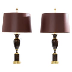 Maison Charles paire de lampes en laiton patiné années 50