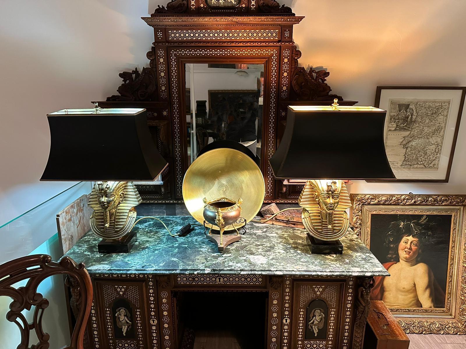 Maison Charles Pair of Pharaoh Lamps circa 1970 20th Century VIDEO For Sale 5