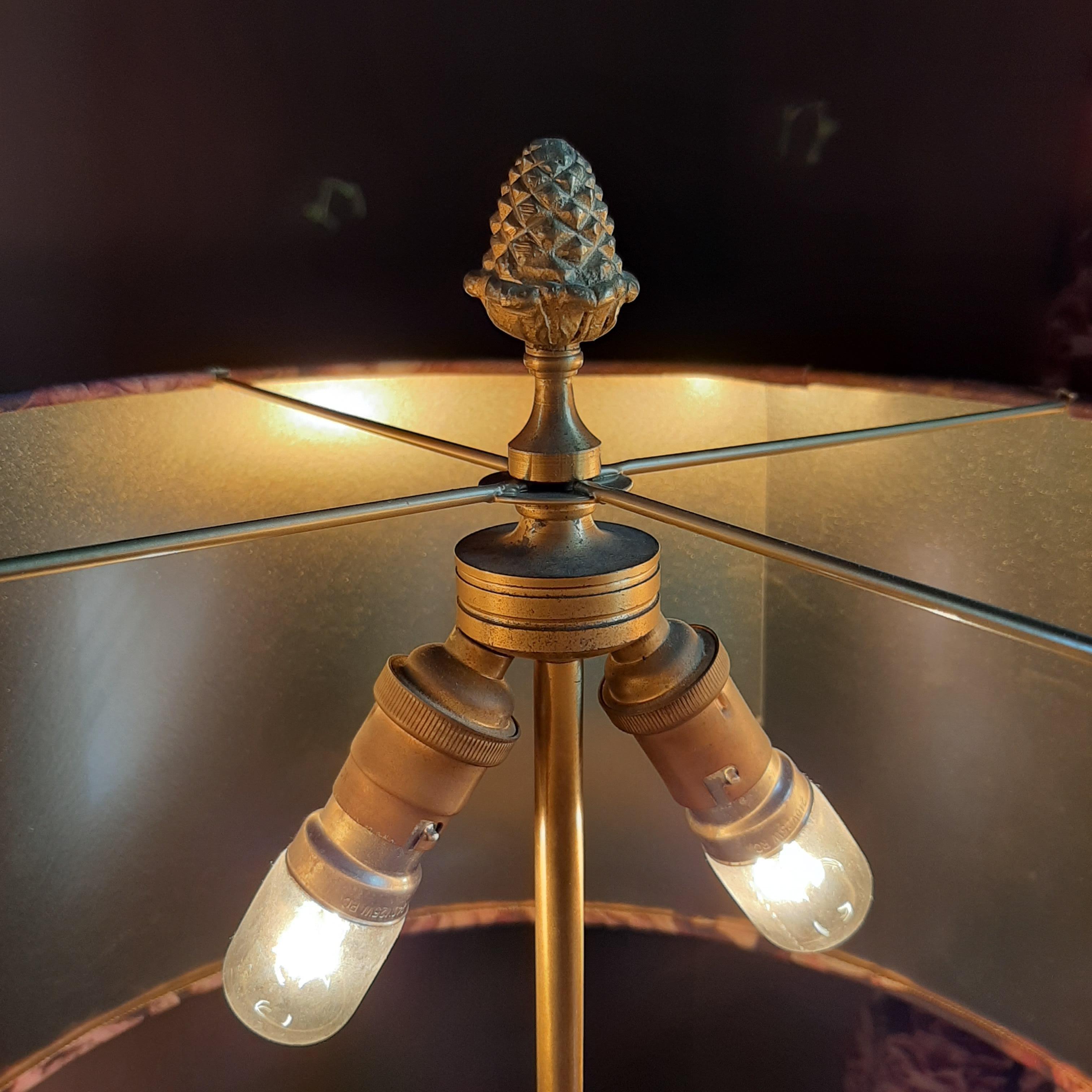 Maison Charles Palm or Pineapple Table Lamp in Copper and Colored Glass, 1960s In Good Condition In Baambrugge, NL