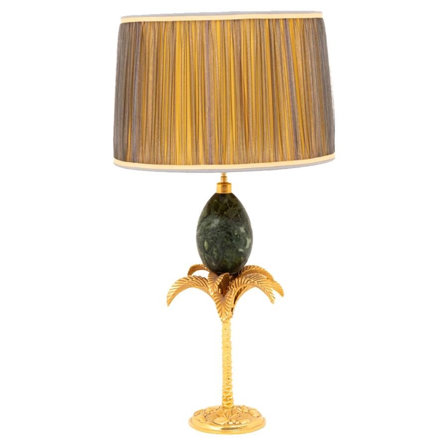 Maison Charles, Palm Tree Lamp with a Marble Egg, 1970s