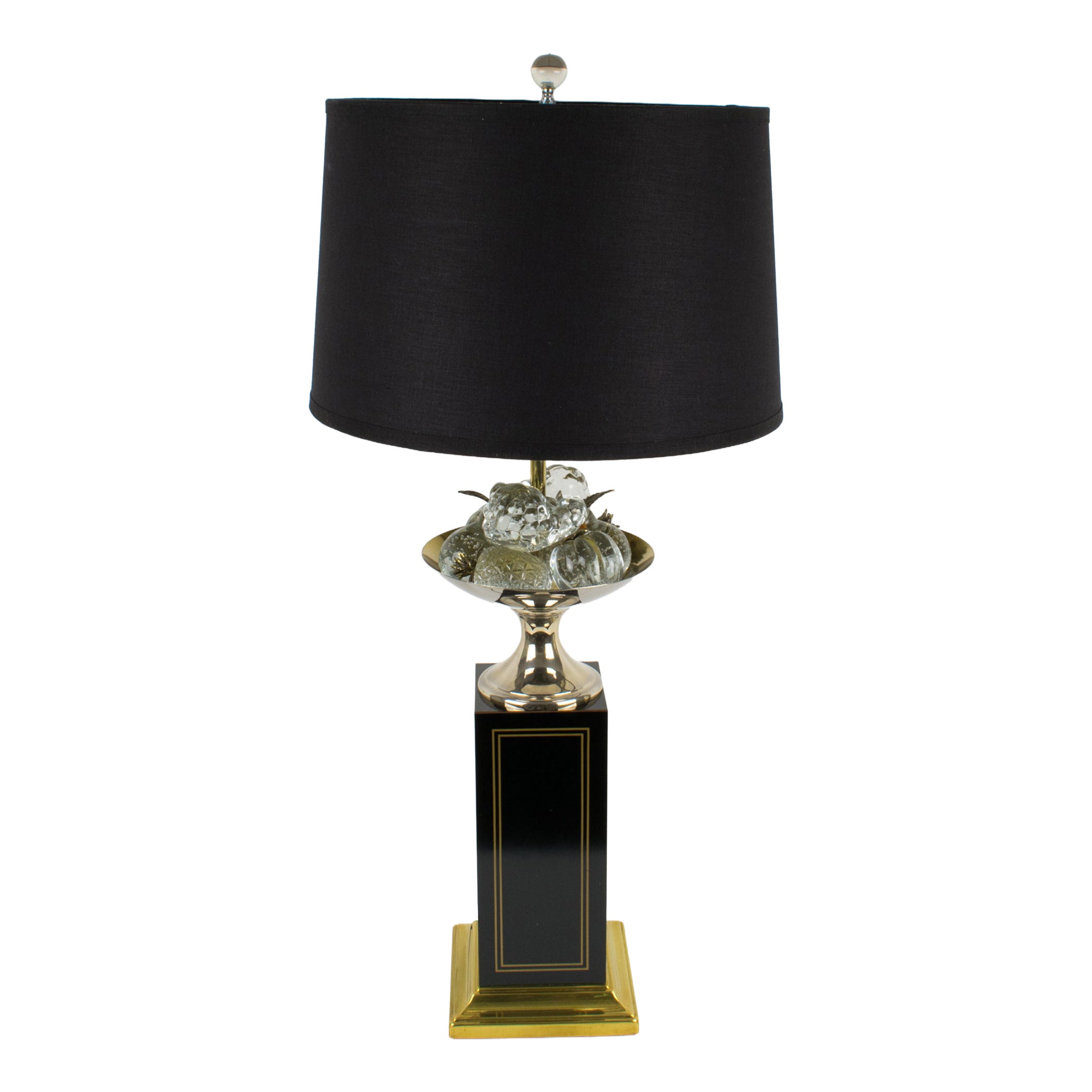 Maison Charles Paris Gilded Brass and Crystal Table Lamp, circa 1960