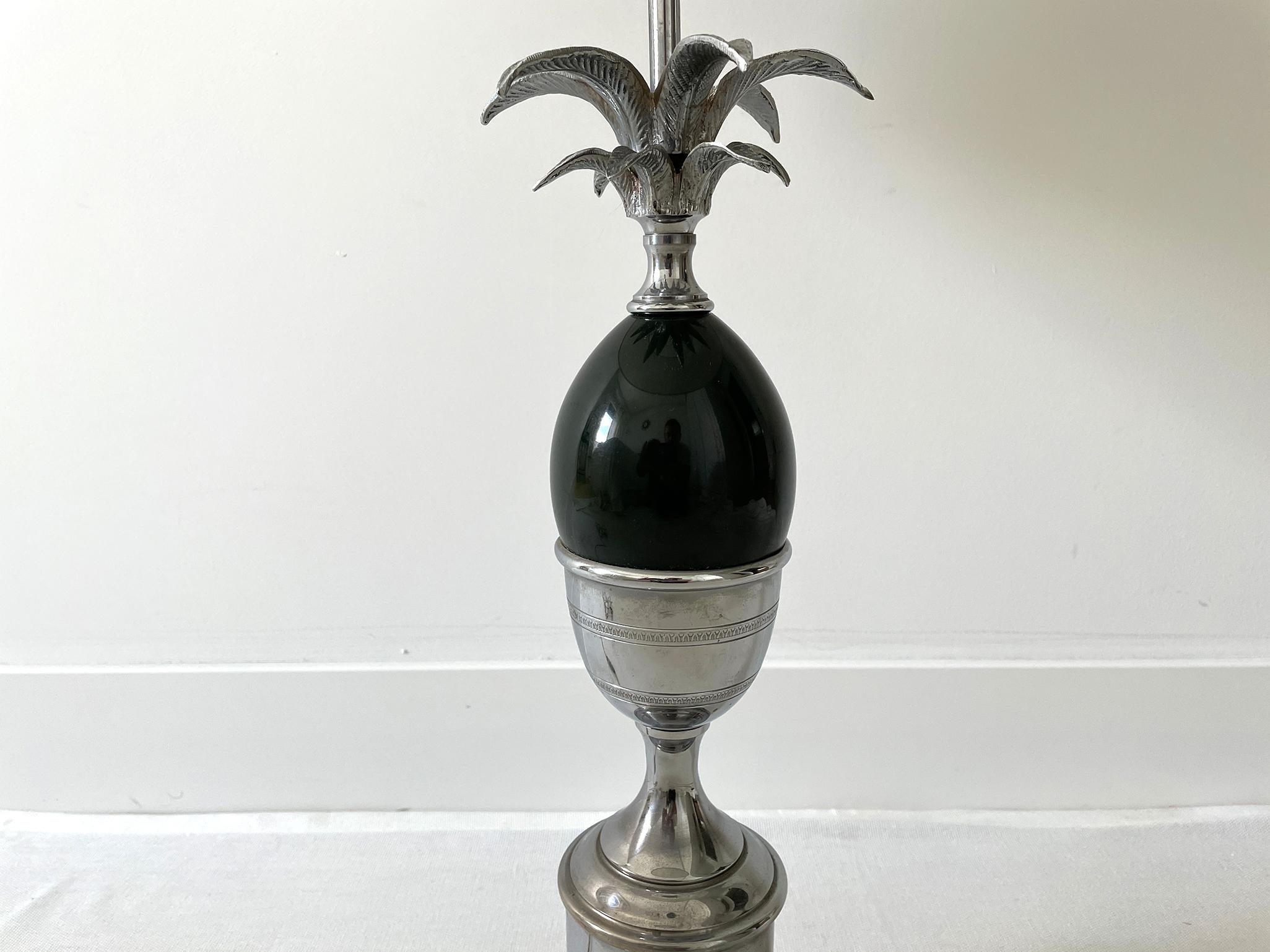 Metalwork Maison Charles Pineapple and Chrome Metal Table Lamp For Sale