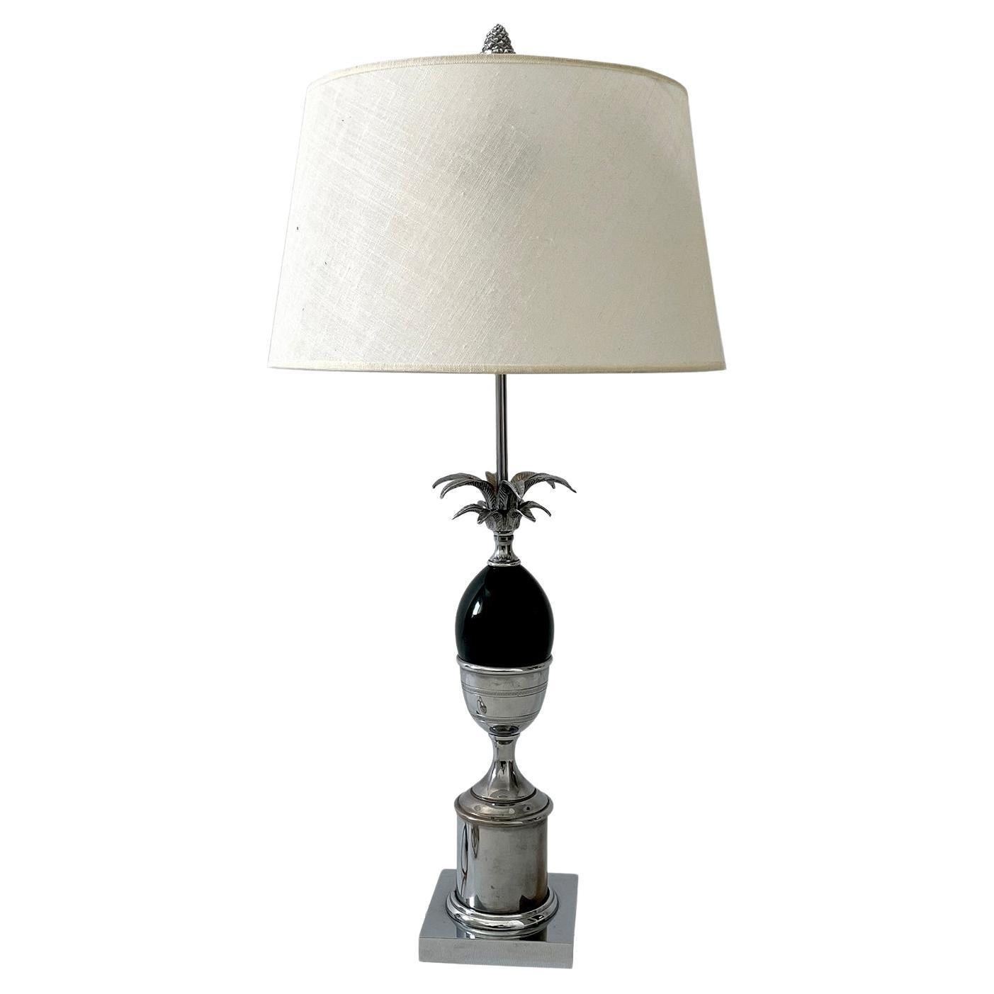 Maison Charles Pineapple and Chrome Metal Table Lamp For Sale