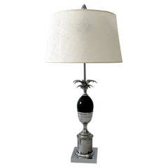 Vintage Maison Charles Pineapple and Chrome Metal Table Lamp